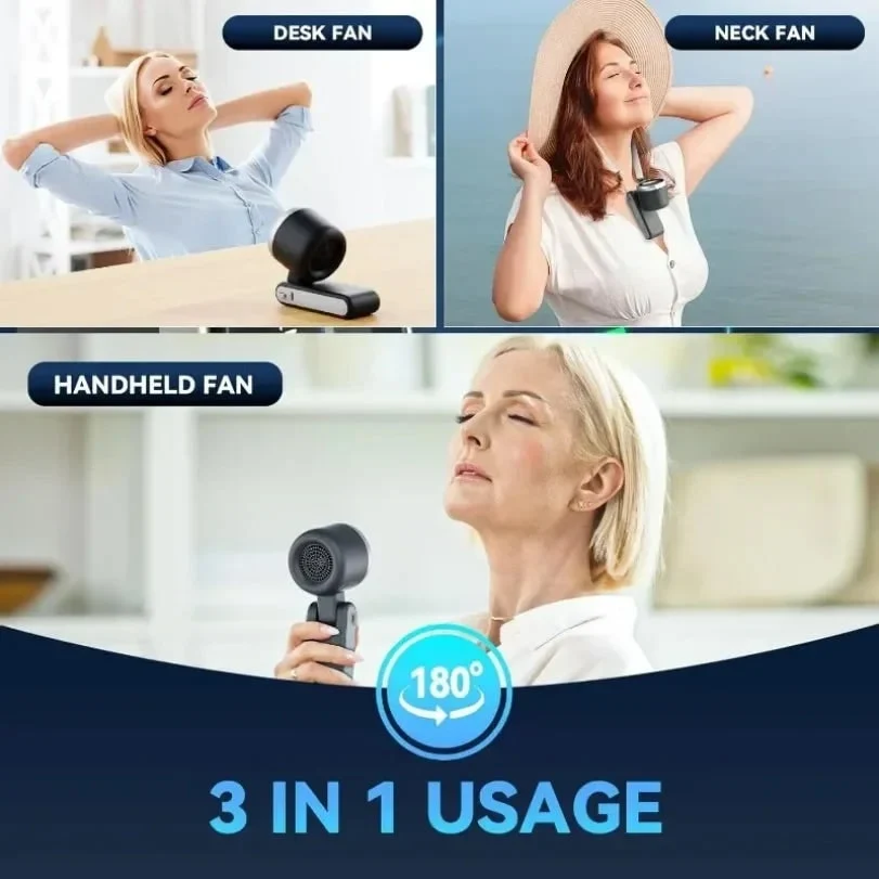 Portable Fan Neck Fan Handheld Compact Design Clip-on Fan - Image 7